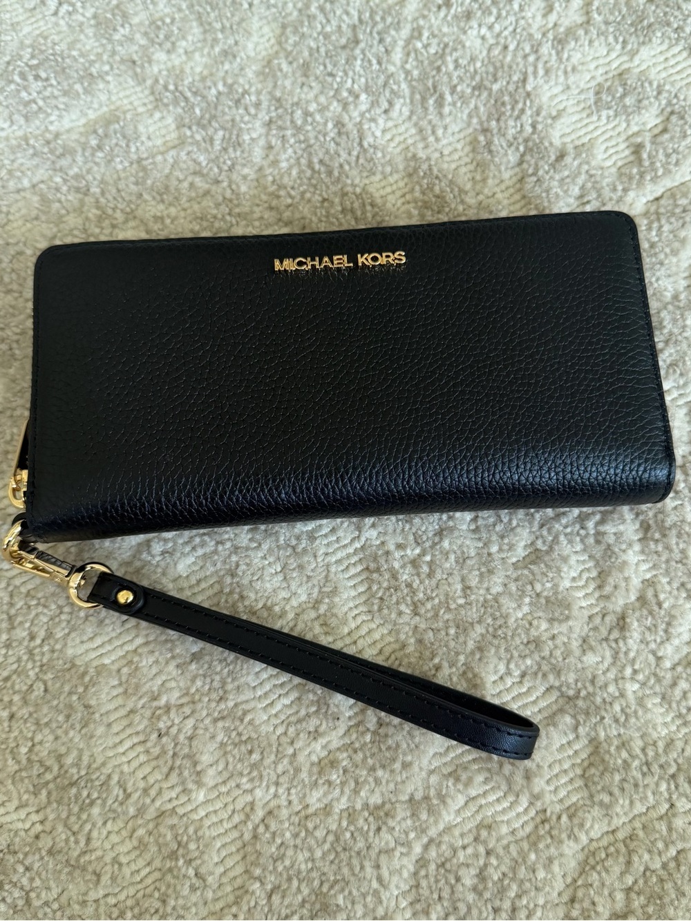 Michael Kors Black Jet Set Travel Large Leather Wristlet - Brand New
